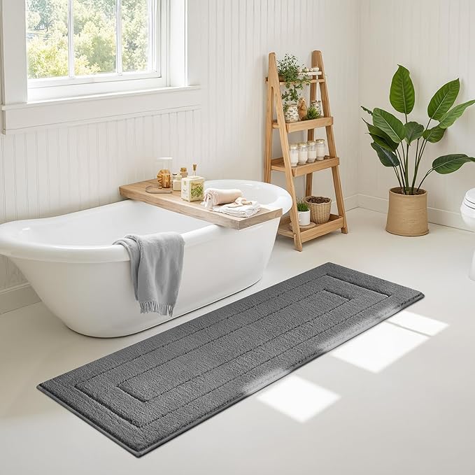 GRANNY SAYS Deep Gray Bathroom Rug Mat, Bath Mats for Bathroom Non-Slip, Super Soft and Water Absorbent, Extra Large Bath Rugs, Microfiber Long Bath Rugs for Floor, Tub and Shower,71" x 24"