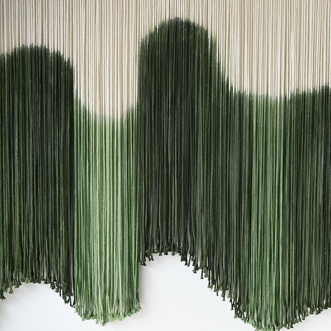 IOWER Large Macrame Wall Hanging Boho Wall Art Green Fiber Dip-Dyed Handmade Macrame Cord for Headboard Bedroom Living Room Fireplace 57" W x 39" L