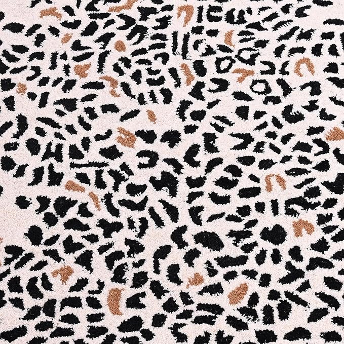 Handmade Leopard Wool Area Rug with Traditional Oushak Motif – Animal Print Cheetah Rugs for Living Room, Bedroom | Plush Texture, Vintage Style, Thick & Durable Carpet (Rust, 5' x 8')