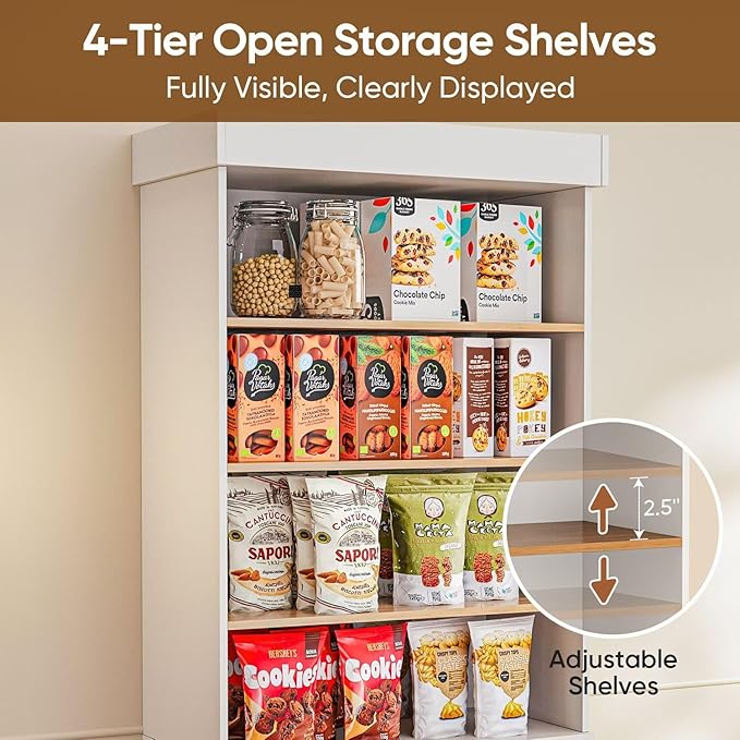 Vyre 70.8" Tall White Bookshelf, Farmhouse Modular Bookcase with 6-Tier Adjustable Shelves, Large Storage Cabinet for Home Office, Living Room, Set of 2