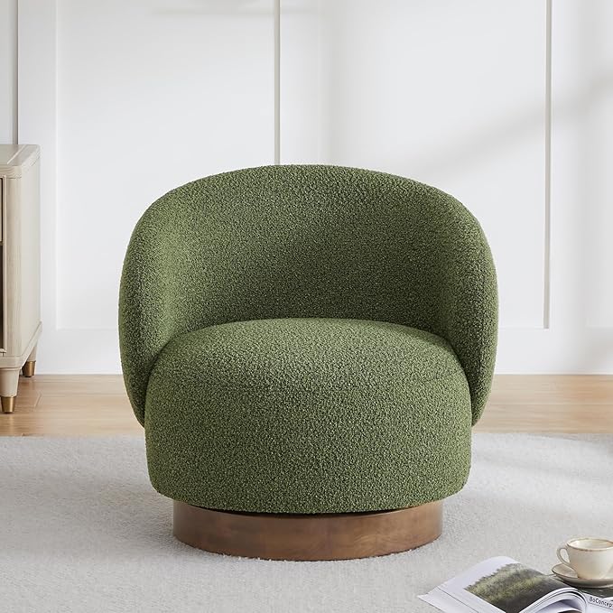 Swivel Accent Chair Round Barrel Armchair Upholstered Performance Fabric for Living Room Bedroom Reading Waitingroom,2 PCS,Moss Green