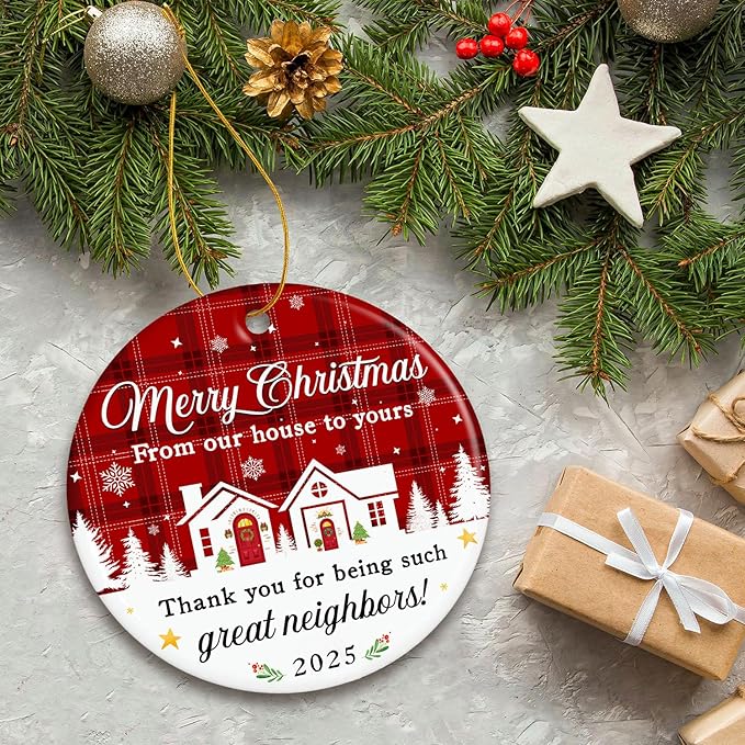 ZAGKOO Neighbor Christmas Ornaments 2025 - Best Christmas Neighbors Gift Ideas, Great Gifts for Next Door Neighbor - Friendship Gifts for Neighbors, Women, Men - Ceramic Keepsake 2025