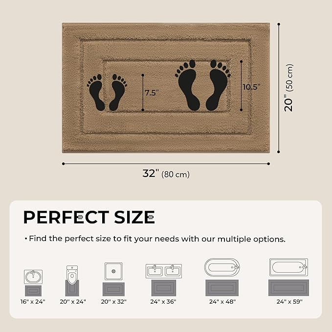 GRANNY SAYS Bathroom Rugs Non Slip, 20" x 32", Bath Rugs for Bathroom Washable, Bath Mats for Floor, Microfiber Bath Mat for Tub, Absorbent Bath Rugs for Shower Room, Champagne