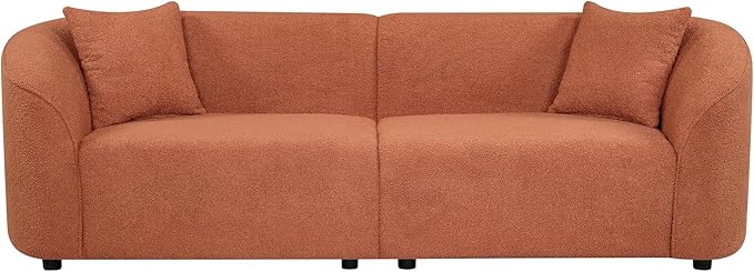 Christopher Knight Home Sabbo 87.50" Curved Oversized 2 Seater Sofa, Upholstered Couch Chair, Soft Seating Lounge Sofa Chair, Cozy Loveseat with Armrest, Reading Sofa for Living Room Home Rest, Orange