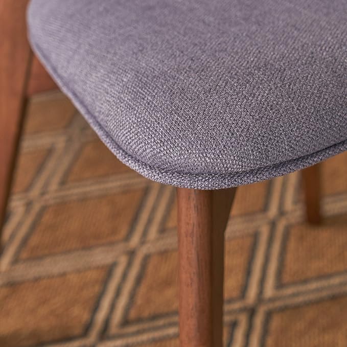 Christopher Knight Home Abrielle Mid-Century Modern Fabric Dining Chairs with Natural Walnut Finished Rubberwood Frame, 2-Pcs Set, Dark Grey / Natural Walnut