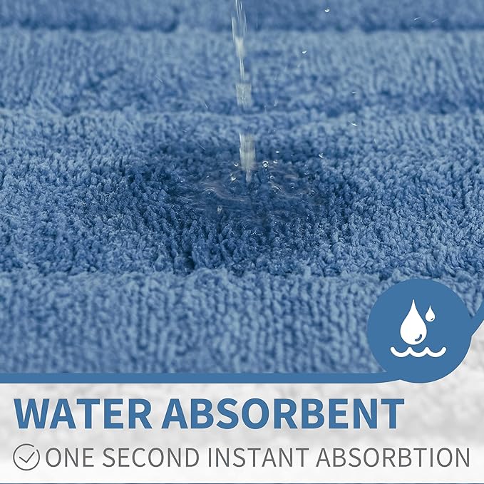 GRANNY SAYS Blue Bathroom Rugs Non Slip, 16" x 24", Bath Rugs for Bathroom, Small Bath Rug Washable,Absorbent Bath Mats for Floor, Microfiber Bath Mat for Tub, Absorbent Shower Rugs