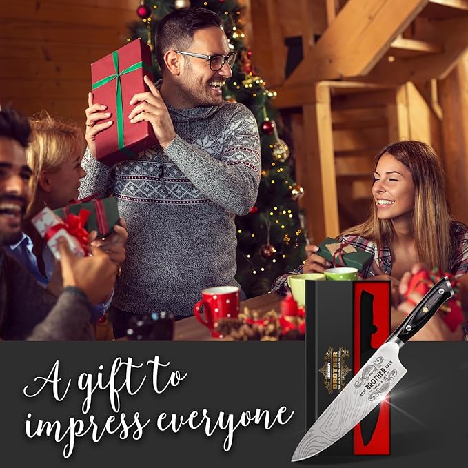 Gifts for Men Brother Christmas, Kitchen Cooking Knife Brother Gifts for Birthday, 8 inch Professional German High Carbon Stainless Steel Chef Knife, Brother Gifts Xmas Stocking Stuffers