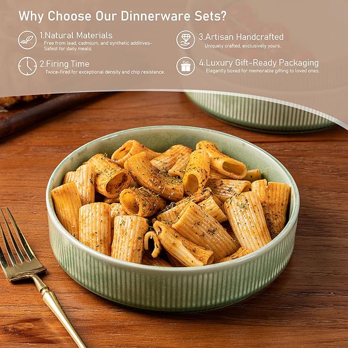 GBHOME 7.5'' Stoneware Pasta Bowls, Serving Bowls Set of 6 for Kitchen, Double Reactive Glaze Bowls for Fruit,Pasta,Salad,Oatmeal,Meal, Microwave Safe (6 pcs)
