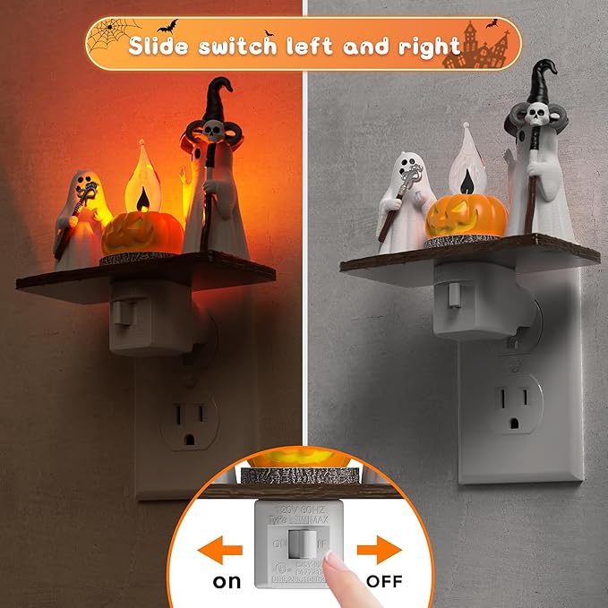 L LOHAS LED Halloween Night Light,Ghost Campfire Nightlight,Campfire Flickering Night Lights Plug into Wall,Halloween Decorations for Party,Adults,Kids,Gift