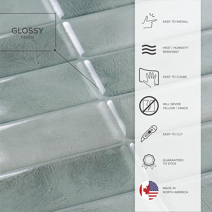 SMART TILES Peel and Stick Backsplash - 5 Sheets of 11.43" x 9" - 3D Adhesive Peel and Stick Tile Backsplash for Kitchen, Bathroom, Wall Tile