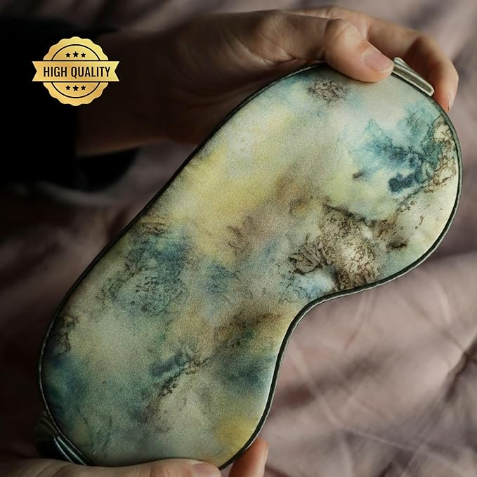 Silk & Willow 100% Pure Mulberry Silk Sleep Eye Mask & Hair Scrunchie Gift Set (Seascape)
