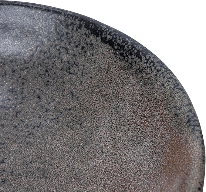 Creative Co-Op Stoneware Bowl with Handle and Base Decorative Object, Black Reactive Glaze