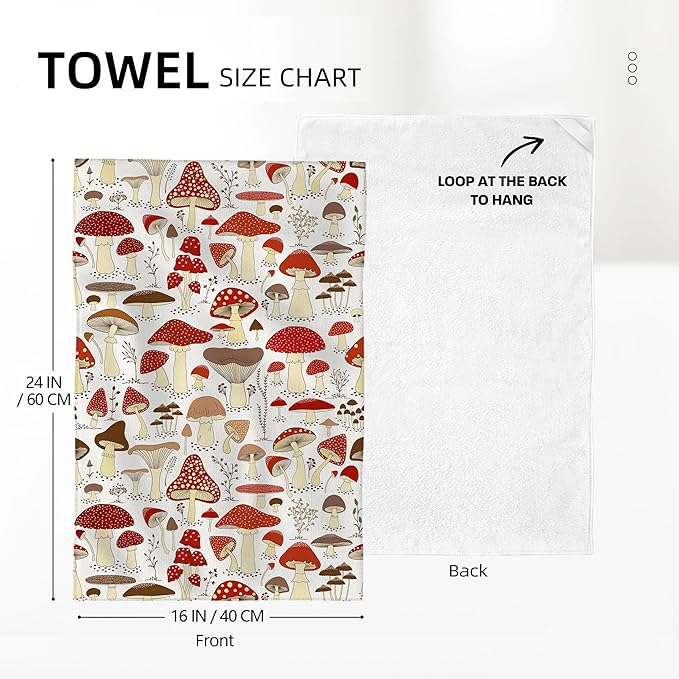 Mushroom Dish Towels Absorbent Decorative Kitchen Towels Tea Towels for Drying, Mushroom