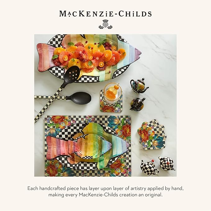 MACKENZIE-CHILDS Set of 4 Cork-Back Placemats, Hard-Finish Table Mats, Courtly Flower Market