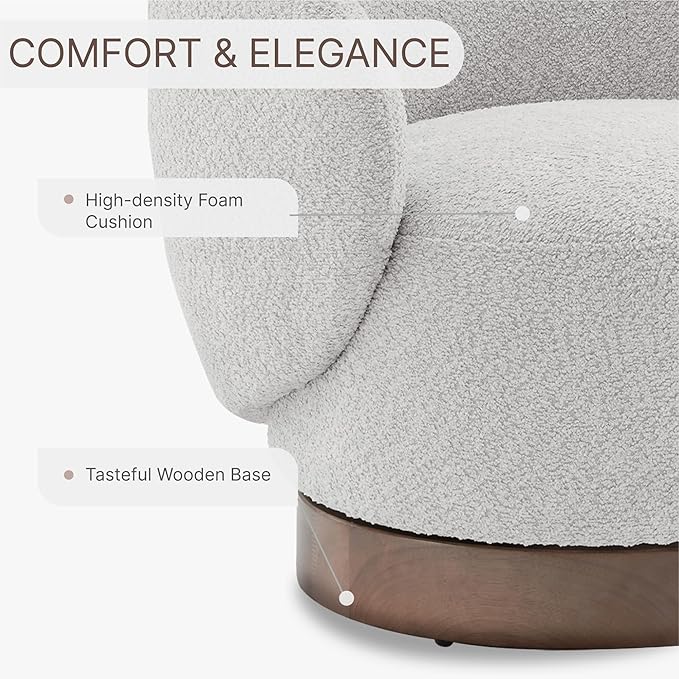 Swivel Accent Chair Round Barrel Armchair Upholstered Performance Fabric for Living Room Bedroom Reading Waitingroom,2 PCS,Light Grey
