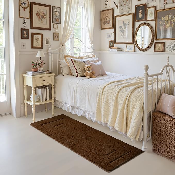 GRANNY SAYS Bathroom Rugs Non Slip 24" x 59", Bath Mats for Bathroom, Super Soft and Water Absorbent, Microfiber Washable Bath Rugs for Floor, Tub and Shower, Brown