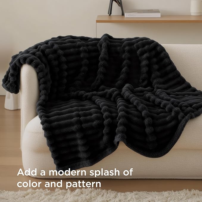 Bedsure GentleSoft Black Throw Blanket for - Cozy Soft Blankets for Women, Cute Small Fleece Throws for Girls, 50x60 Inches