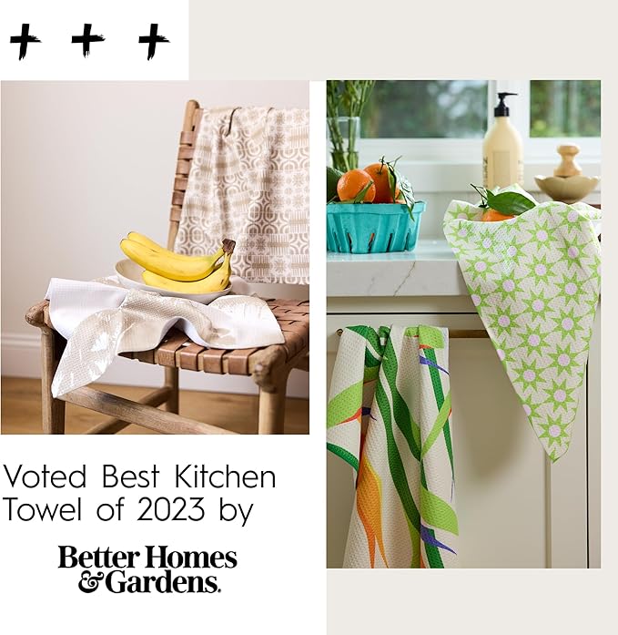 GEOMETRY Kitchen Towels Quick Dry Microfiber Premium Towel Sandy Palms 1 Pack