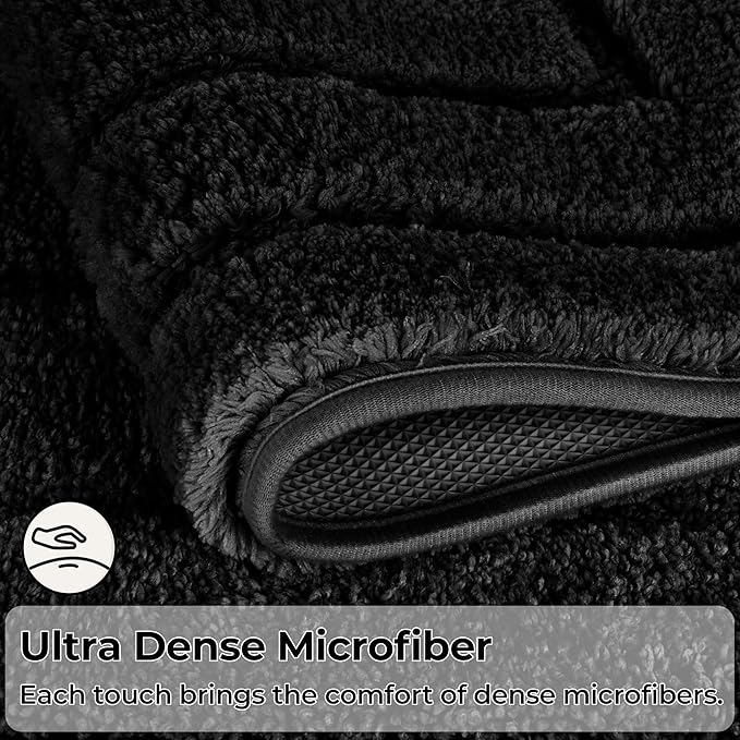 GRANNY SAYS Bathroom Rug Mat, Bath Mats for Bathroom Non-Slip, Super Soft and Water Absorbent, Extra Large Bath Rugs, Microfiber Bath Rugs for Floor, Tub and Shower, 71" x 24", Black