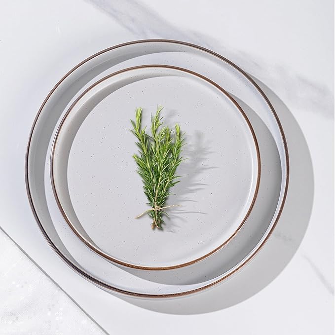 AmorArc Dinnerware Sets of 4, 12 Piece Plates and Bowls Set, Chip and Crack Resistant, Dishwasher & Microwave Safe Ceramic Dishes Set