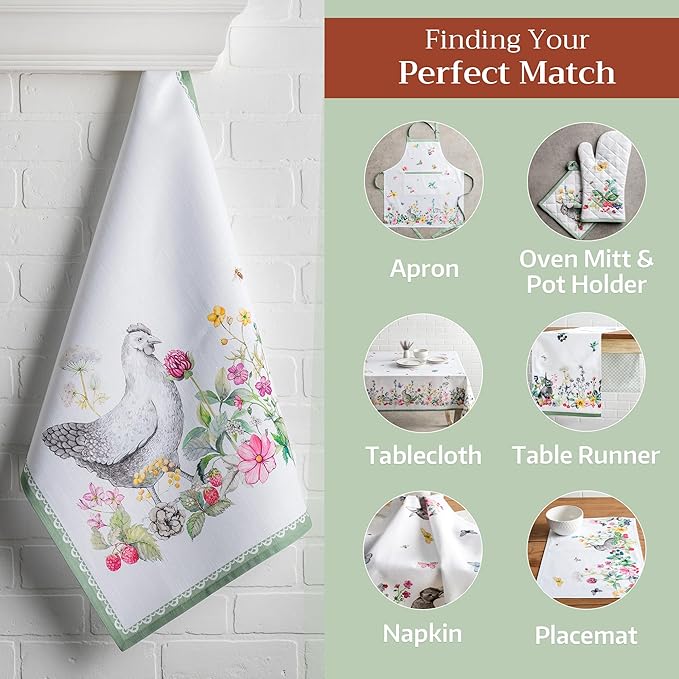 Maison d'Hermine Dish Towels 100% Cotton Absorbent Printemps Set of 3 Spring Summer