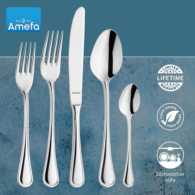 Amefa Haydn 20-piece 18/10 Stainless Steel Flatware Set, High Gloss Finish, Silverware Set Service for 4, Dishwasher Safe, Rust resistant Cutlery.
