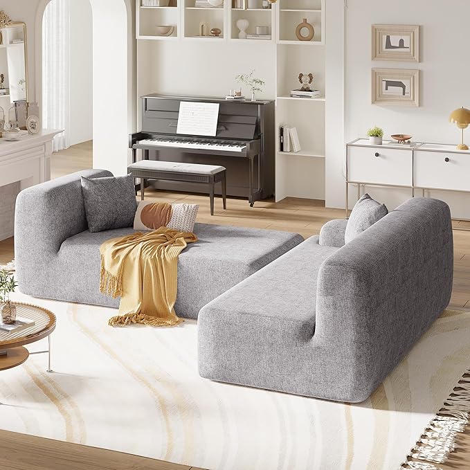 2 Piece Modular Sectional Sofa 109" L Shaped Couch, Grey