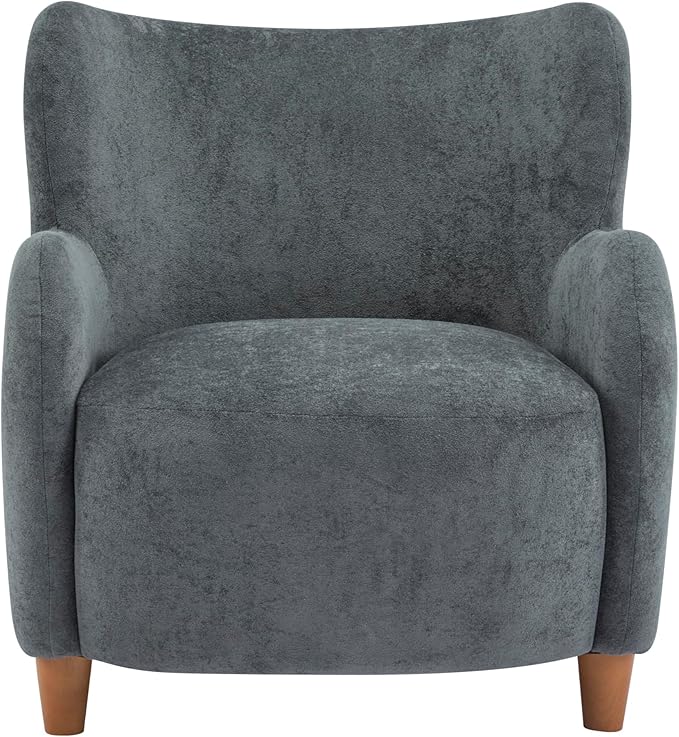 Christopher Knight Home Auden Low Profile Wingback Accent Chair, Fabric Club Chair, Velvet Upholstered Armchair, Curved Backrest Single Sofa, Soft Reading Lounge Chair for Living Room, Dawn Grey