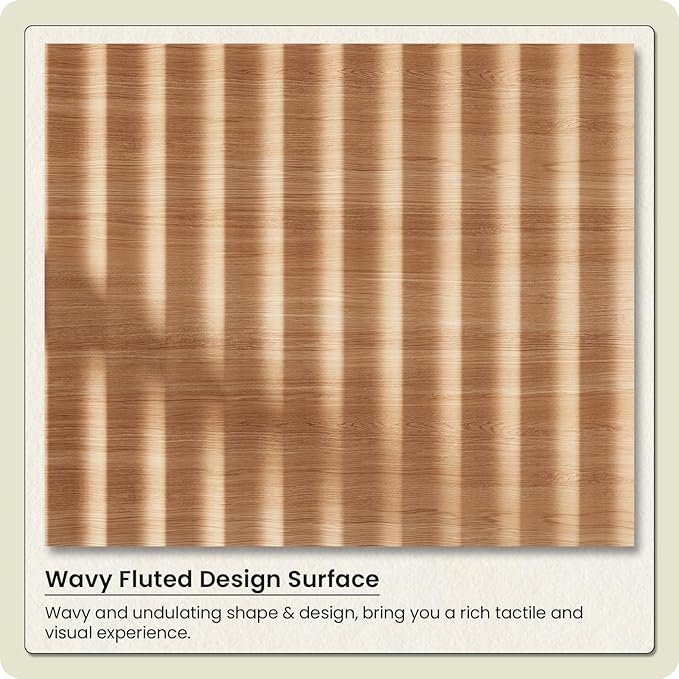 54'' Wide 7 Drawers Dressers for Bedroom, Modern Fluted Chest with Arc Corners, Large Wooden Dresser TV Stand, Wood Closet Clothes Storage Organizer for Living Room, Natural Wood