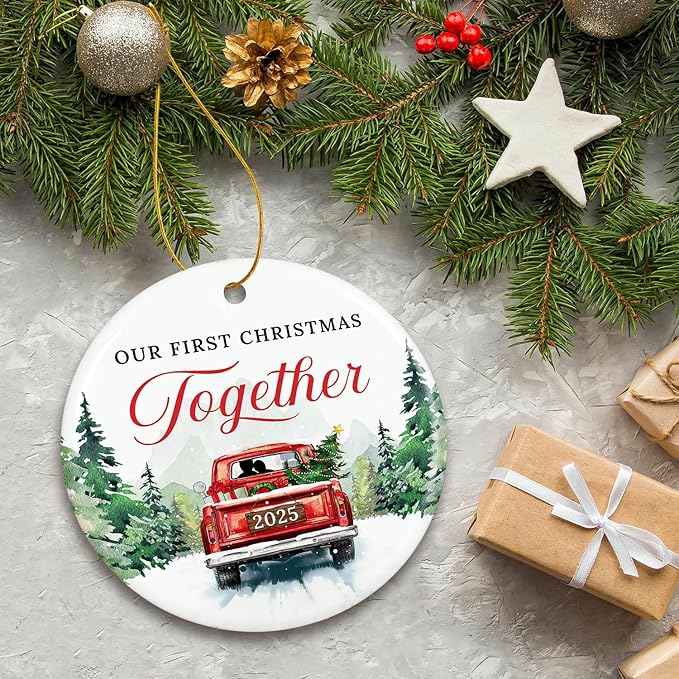 ZAGKOO Christmas Couples Gifts - First Christmas Together Ornament 2025 for Him Her, Boyfriend Girlfriend, Married Couple - First Xmas Ornament - Better Together Unique Wedding Gift Ideas
