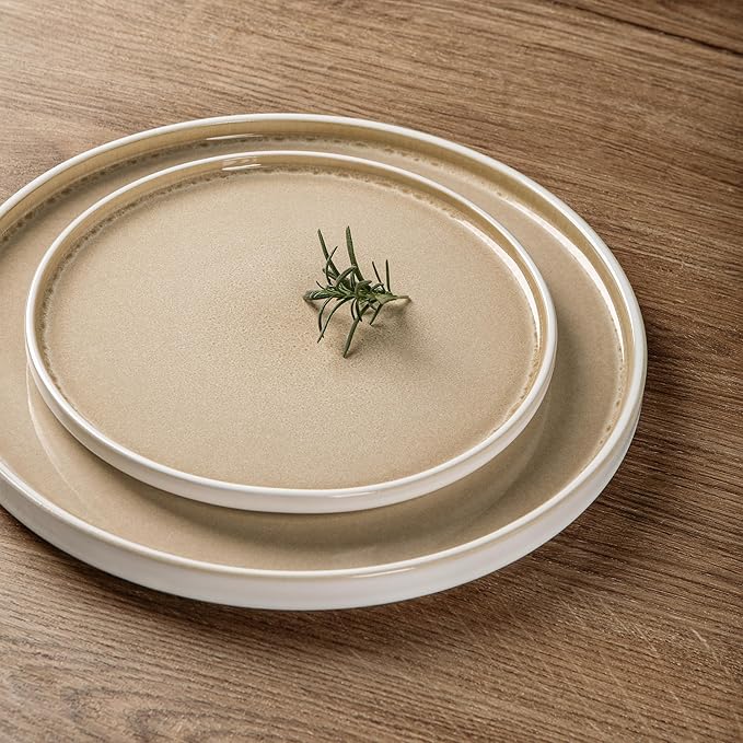 AmorArc Ceramic Dinnerware Sets, Handmade Reactive Glaze Stoneware Plates and Bowls Sets,Highly Chip and Crack Resistant | Dishwasher & Microwave Safe Dishes Set, Service for 4 (12pc)