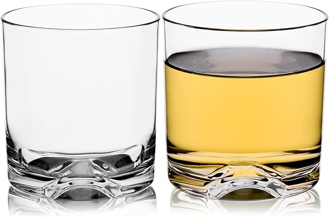 9oz Unbreakable Plastic Whiskey Rocks Glasses Double Old Fashioned Tritan Clear Drinking Beer Tumblers Cups Glassware, Shatterproof, BPA-FREE, Dishwasher safe