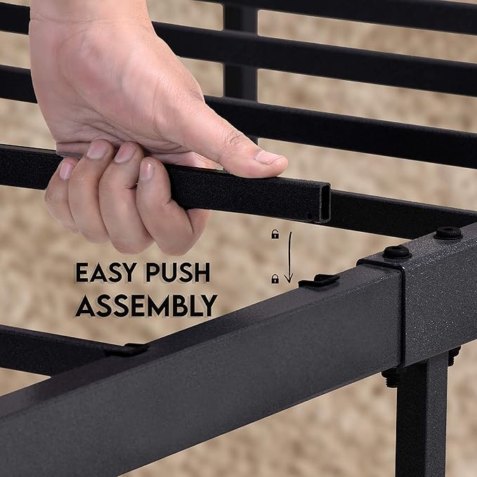 Golden Gate Beds Victorian Style Metal Platform Bed Frame with Antique Wrought Iron-Art Headboard and Footboard, Classic Cama Steel Mattress Foundation, No Box Spring Needed, King Size, Black Finish