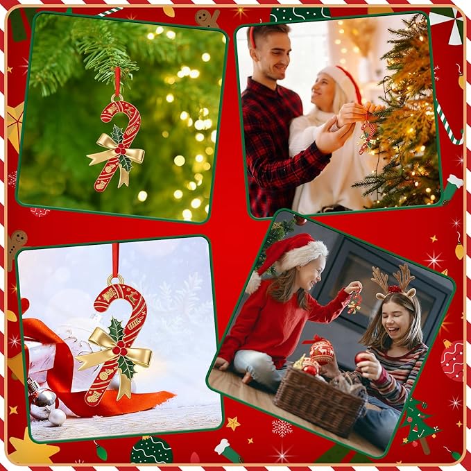 Candy Cane Christmas Ornaments 2025 for Holiday Party Decor, Metal Ornament for Home, Xmas Gift Cute Tree Decorations