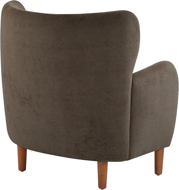 Christopher Knight Home Dolly Mid-Century Modern Velvet Upholstered Wingback Club Chair, Living Room Lounge Chair for Relaxation, Reading Armchair, Solid Wood Living Room Accent Chair, Dark Brown