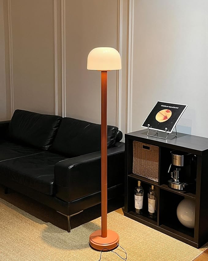 Mushroom Floor Lamp with Remote, 59 Inch Tall LED Dimmable Standing Lamp with Adjustable Color Temperature, Mid-Century Modern Cute Ambient Floor Light for Living Room, Bedroom, Orange
