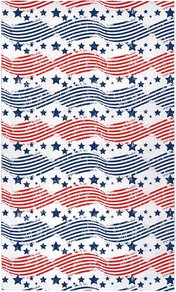 Eunzel Kitchen Tea Towel Quick Dry Microfiber Dish Towels with Hanging Loop 18x30 Flag