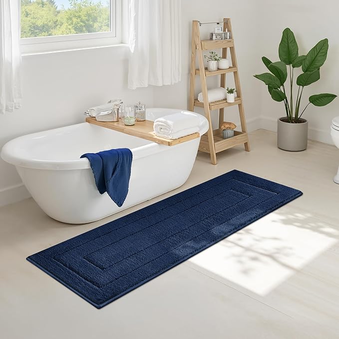 GRANNY SAYS Navy Bathroom Rugs, Bath Mats for Bathroom Non-Slip, Super Soft and Water Absorbent, Extra Large Bath Rugs Washable, Microfiber Bath Rugs for Floor, Tub and Shower, 71" x 24"