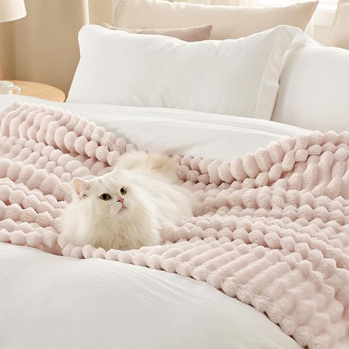 Bedsure GentleSoft Pink Throw Blanket for - Cozy Soft Blankets for Women, Cute Small Fleece Throws for Girls, Pink Decor Gifts for Home Room Office, Crystal Pink, 50x60 Inches