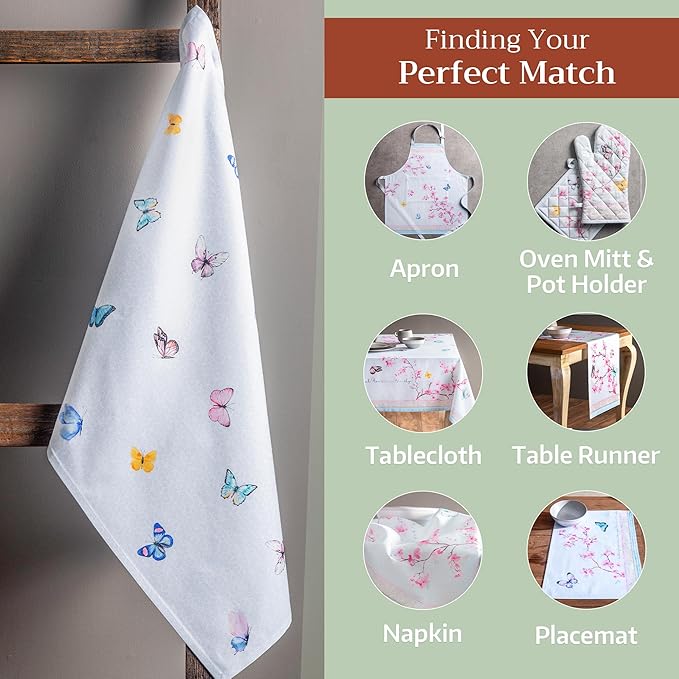 Maison d'Hermine Dish Towels 100% Cotton Absorbent Blossoms in Spring Set of 3 Spring Summer