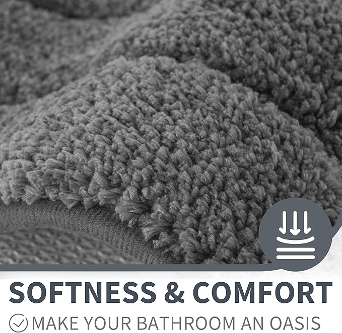 GRANNY SAYS Gray Bathroom Rugs Non Slip, Large Bath Mats for Bathroom, Super Soft and Water Absorbent, Microfiber Washable Bath Rugs for Floor, Tub and Shower, 36" x 24", Dark Gray