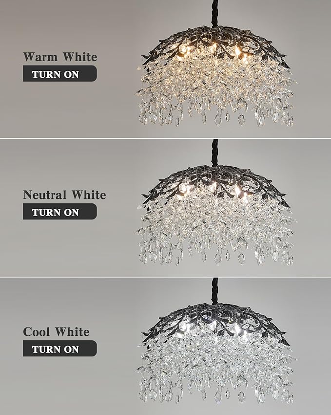 Modern Crystal Chandelier for Dining Room, 8-Light 23.62" Black Tree Branch Chandeliers, Luxury K9 Crystal Rectangular Chandeliers for Kitchen Island Living Room
