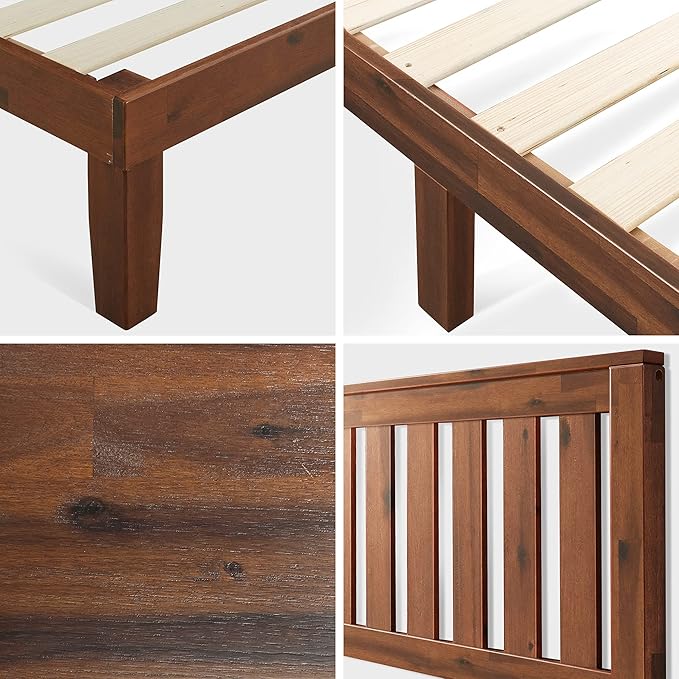 ZINUS Vivek Wood Platform Bed Frame with Headboard, Solid Wood Foundation with Wood Slat Support, No Box Spring Needed, Easy Assembly, King