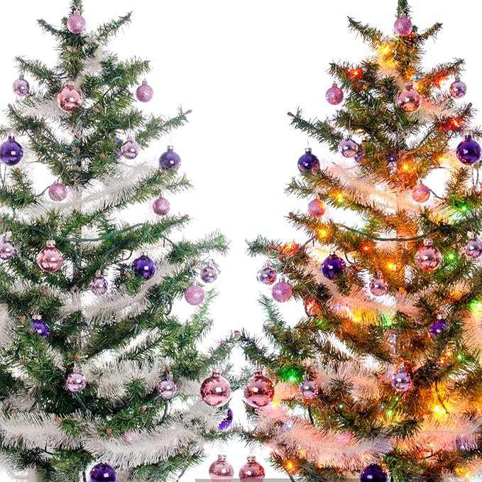 Jishi 50 FT Christmas Garland White Tinsel Garland Christmas Tree Decorations - Non-Lit Xmas Holiday Decor Outdoor Indoor Home Garden Outside Wedding Party Artificial Thick White Decorative Garland