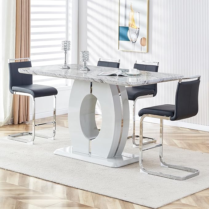 Bar Stools Set of 2,25" Counter Height Bar Stools with Footrest,Black Faux Leather Kitchen Stool with Chrome Plated Metal Leg,Counter Height Stool Ideal for Island Pub Kitchen Counter Dining Chair