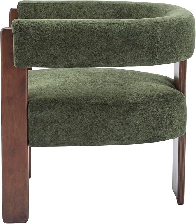 Christopher Knight Home Nettie Modern Accent Chair for Living Room, Velvet Fabric Single Lounge Sofa Chair with Wooden Frame, Comfy Reading Chair for Bedroom, Lounge Armchair with Cushion, Olive Green