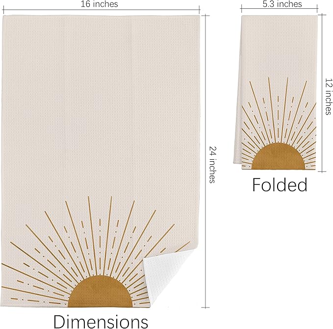 QIYUHOY Abstract Sun Sunset Sunshine Cotton Kitchen Towels Tea Towels 16x24