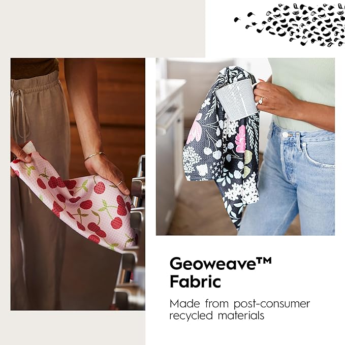 GEOMETRY Kitchen Dish Cloths Quick Dry Premium Dish Rags with Geoweave 3 Pack Set Autumn Checkers