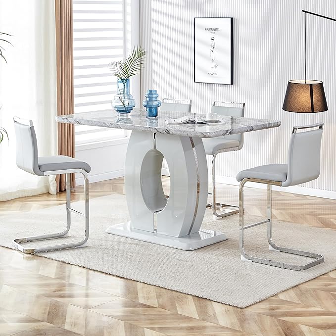 Bar Stools Set of 2, 25" Counter Height, Modern, Silver, Light Grey Faux Leather with Chrome Plated Metal Leg, Ideal for Kitchen Island, Pub, Bar, Restaurant Dining Chair