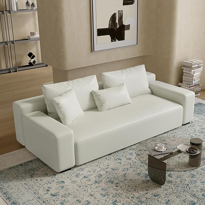 Acanva Modern Oversized Modular L Shaped Sectional Sofa Set for Living Room, Minimalist Style Comfy 4-Seat Corner Couch, 3-Seat, Vegan Leather